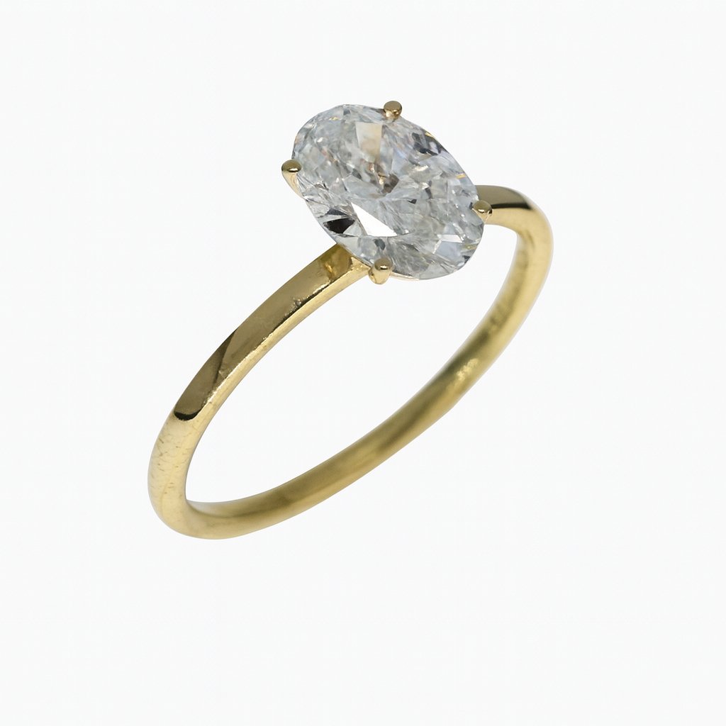Lab-grown Ovaal Solitair ring 1.04crt